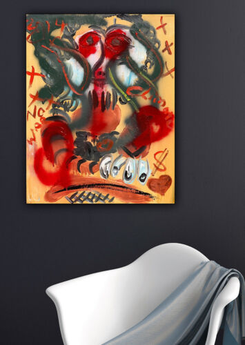 Abstract Oil Painting On 1.8cm Canvas 50x40cm Bust Of Woman Graffiti Art