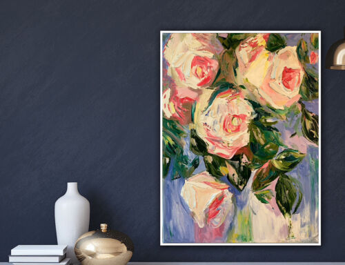 Igor Saharov lesson in Abstract Oil Painting On 61x45cm Canvas White Roses oka