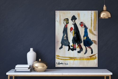 L.S. Lowry Abstract Oil Painting On Canvas 30X40cm Figures Family Ready To Hang