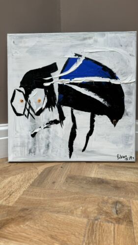 Contemporary Abstract Original Oil Painting On Canvas 40 X40cm La Mosca’ The Fly animal