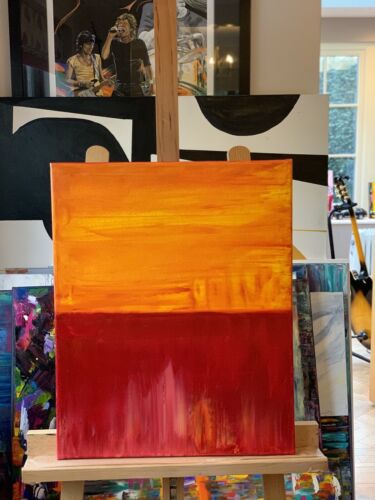 MarK Rothko Style Rustic Abstract Original Oil Painting On Canvas 50x40cm Red