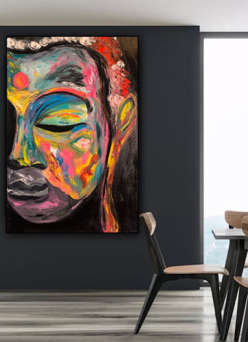Impressionist Original Abstract Oil Painting On Canvas 90x60cm Buddha Art Happy