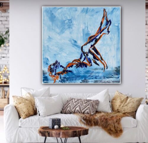Richter StyLe Abstract Original Oil Painting On Canvas 77x77cm Nude on a beach