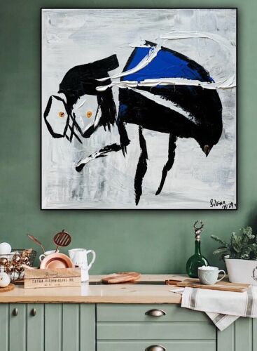 Contemporary Abstract Original Oil Painting On Canvas 40 X40cm La Mosca’ The Fly animal
