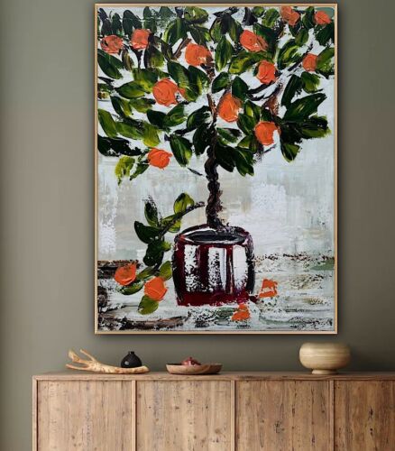 Renour Abstract Original Oil Painting On 80x60cm canvas Textured Orange Tree