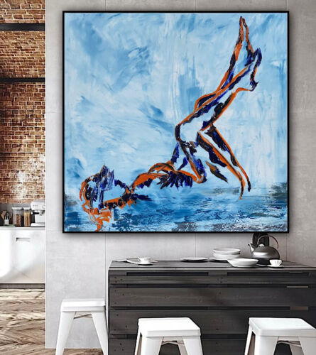 Richter StyLe Abstract Original Oil Painting On Canvas 77x77cm Nude on a beach