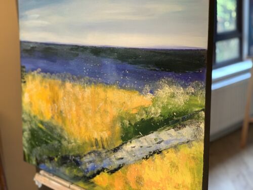 Richter Style Abstract Original Oil Painting On 2cm Canvas 60x76cm Lake District seaside