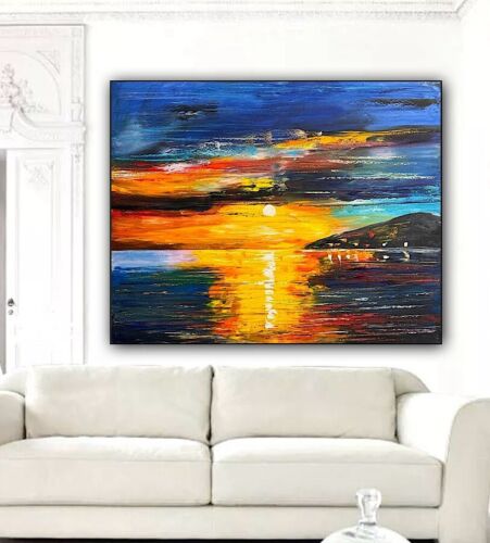 Richter Original Abstract Oil Painting On Canvas 100x80cm Sunset Tranquility Oka seaside