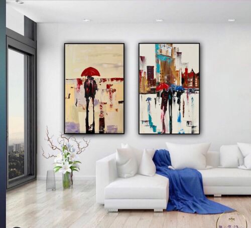 Richter Original Abstract Oil Painting 76x52x4cm Canvas Paris Rain Love
