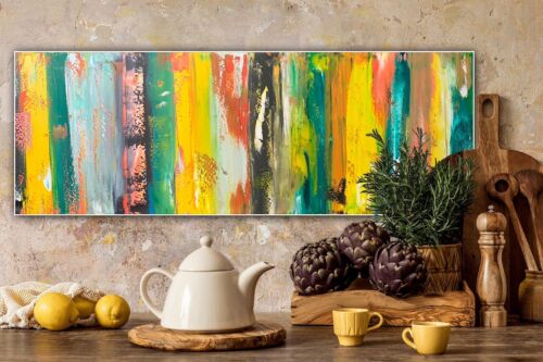 Richter Style Original Abstract Oil Painting On 80x30cm Canvas Happy Shades Oka