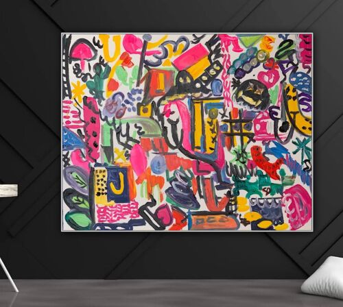 Large Abstract Original Oil Painting On 100x80cm canvas Graffiti Art Vogue Love