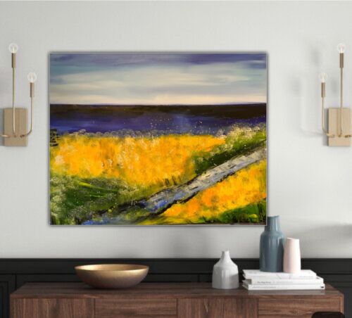 Richter Style Abstract Original Oil Painting On 2cm Canvas 60x76cm Lake District seaside