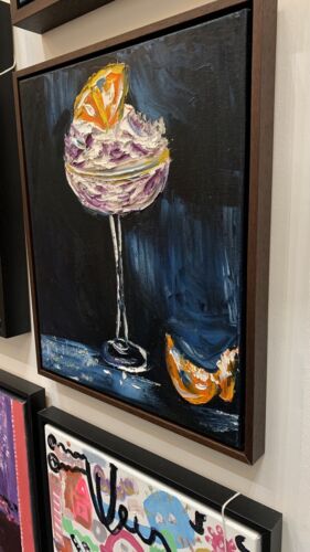Framed Abstract Original Oil Painting on 50x40cm canvas textured Cocktail time