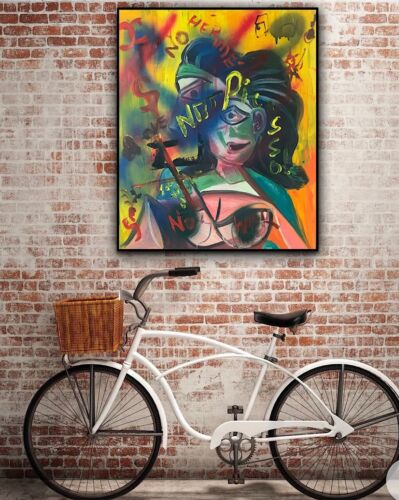 Abstract Original Oil Painting On 2cm Canvas 50 X 60cm Woman Bust Graffiti art