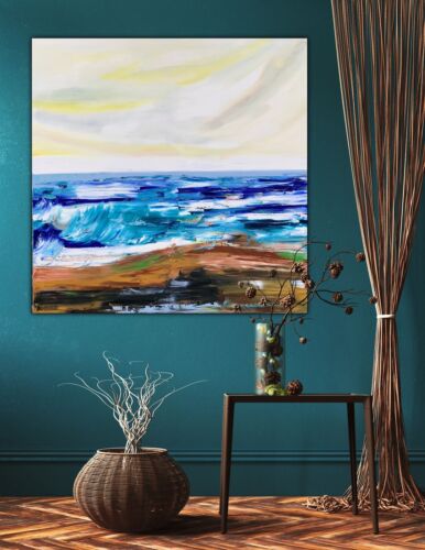 Ayvazovsky Style Original Abstract Oil Painting On Canvas 100x100cm City Coast seaside