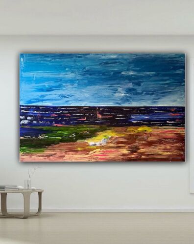 Richter Style Original Abstract Oil Painting On Canvas 150x100cm Seascape Ocean