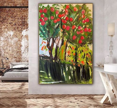 Richter Style Original Abstract Oil Painting On Canvas 150x100cm ‘Apple Trees’ floral