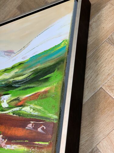 Framed Richter Style Oil Painting On 20mm Canvas 42x42xm Lake District’ Textured