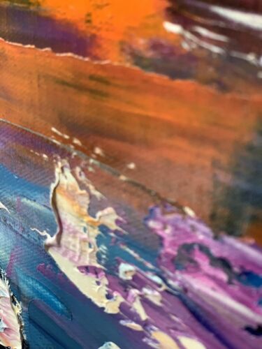 Richter Style Large Original Abstract Oil Painting On Canvas 120x60cm Sunset II seaside