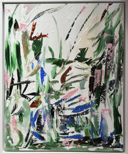 Framed Oka Contemporary Abstract Original Oil Painting Whispers Of The Wind II floral