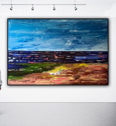 Richter Style Original Abstract Oil Painting On Canvas 150x100cm Seascape Ocean