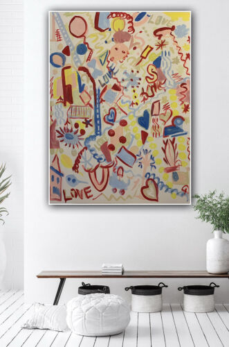 Large Abstract Original Oil Painting On 100x80cm canvas Graffiti Art Love Wins