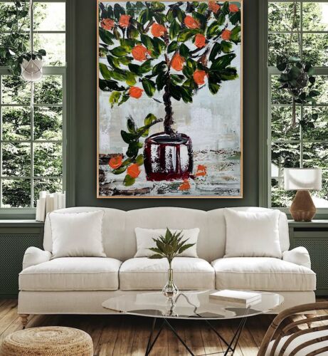 Renour Abstract Original Oil Painting On 80x60cm canvas Textured Orange Tree