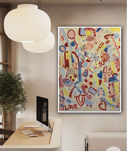 Large Abstract Original Oil Painting On 100x80cm canvas Graffiti Art Love Wins