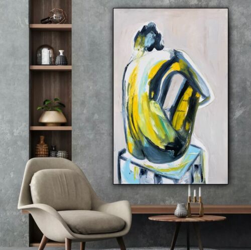 Richter stl Abstract Original Oil Painting On Canvas 90x60cm Yellow Nude oka