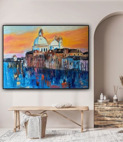 Kandinsky Original Abstract Oil Painting On Canvas 100 X 80cm Venice Landscape