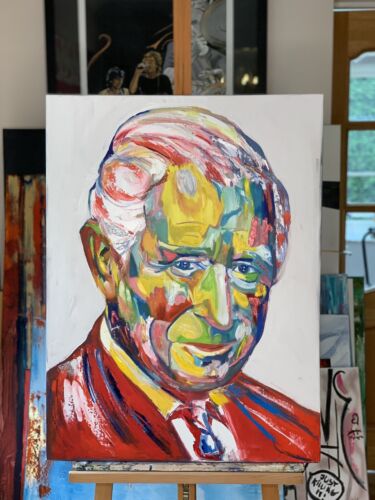 Original Abstract Oil Painting On Canvas 80x60cm King Charles III Coronation portrait