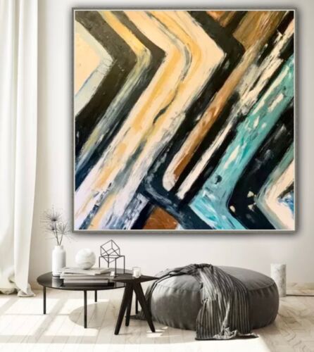 Richter Style Original Abstract Oil Painting On Canvas 90 X 90cm Pathways, Retro