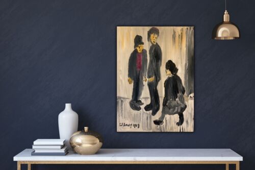L.S. Lowry Abstract Oil Painting On Canvas 30X40cm Three Figures Ready To Hang
