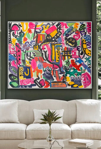 Large Abstract Original Oil Painting On 100x80cm canvas Graffiti Art Vogue Love