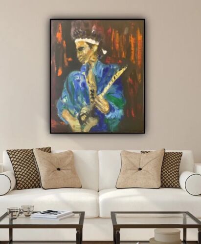 Original Oil Painting On Canvas 50X60cm Abstract ‘Rolling Stones’ Keith Richards portrait