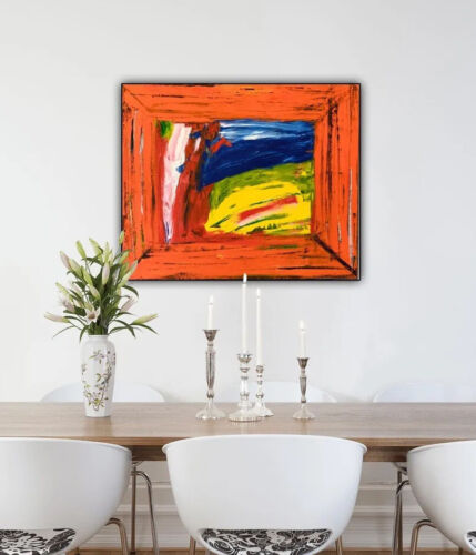 Howard Hodgkin Style Abstract Oil Painting 50X60cm On Canvas Going For A Walk