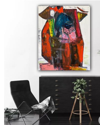 Original abstract Cubism style Oil Painting On Deep 2cm Canvas 50x60cm Owl Tate
