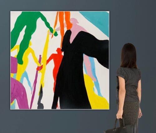 Kandinsky Style Original Abstract Large Oil Painting On Canvas 100x100cm Humans