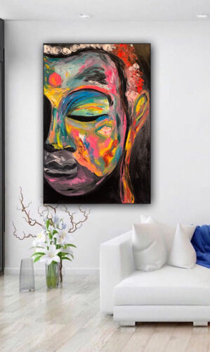 Impressionist Original Abstract Oil Painting On Canvas 90x60cm Buddha Art Happy