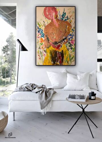 Renoir Style Original Abstract Oil Painting on canvas 90X60cm Woman in a meadow