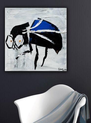 Contemporary Abstract Original Oil Painting On Canvas 40 X40cm La Mosca’ The Fly animal
