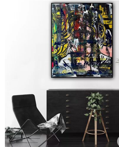 Richter Style Original Abstract Oil Painting On Canvas 50x60cm Graffiti Art