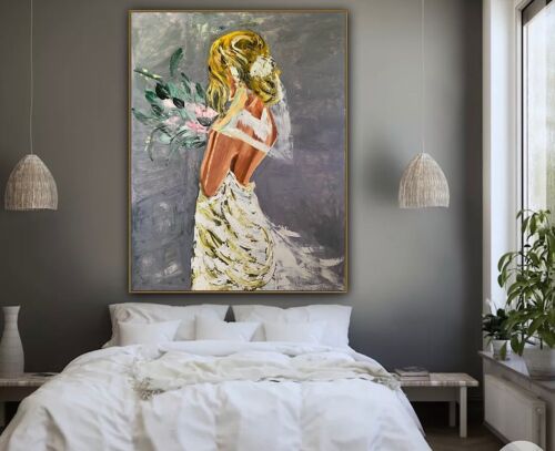 Richter Style Original Abstract Oil Painting On Canvas 100x80cm ‘Wedding Day’ portrait