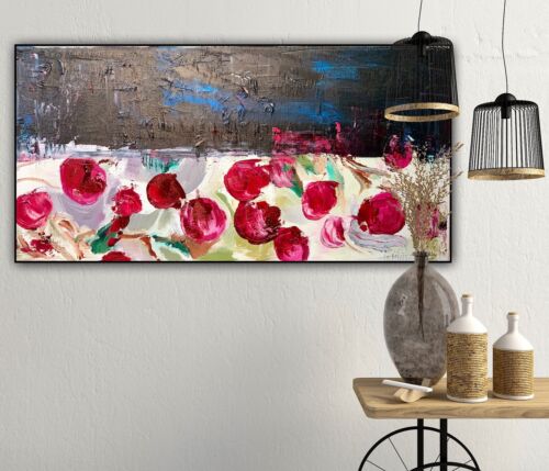 Richter StyLe original Abstract Oil Painting On Canvas 60X30cm Cherries oka