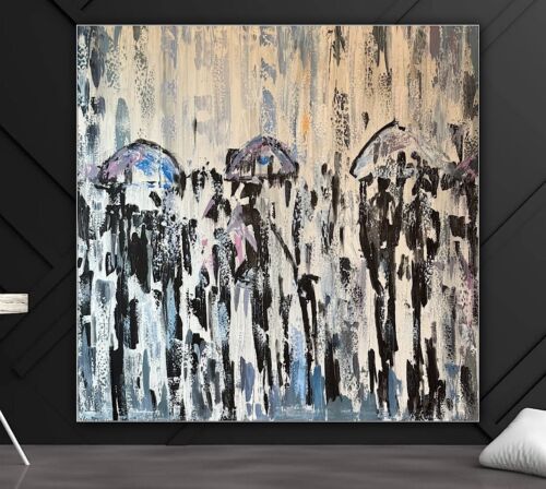 Richter Original Abstract Oil Painting 100x100cm On 2cm Canvas London Rain I