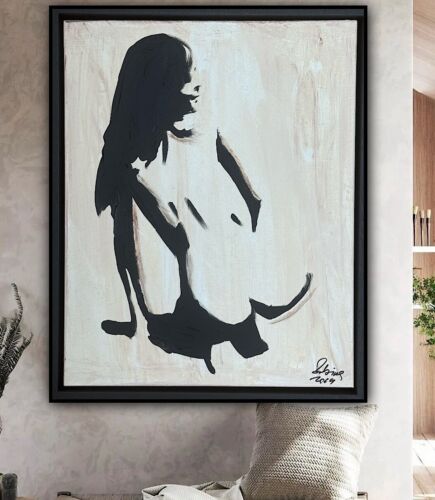 Framed Original Contemporary Abstract Oil Painting On Canvas 48x38cm Nude Oka