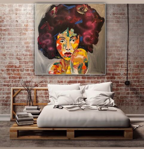 Oka Contemporary Abstract Original Oil Painting 80x80cm Canvas Woman Portrait