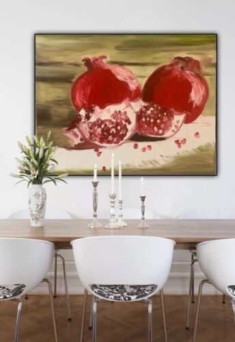 Rare Still Life Oil Painting On Canvas Size 50x 40cm ‘Pomegranates In Harrods