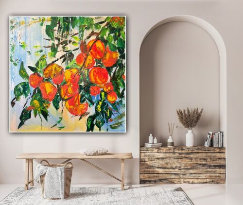 Renour Abstract Original Oil Painting On 77x77cm canvas Textured Orange Tree