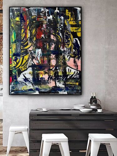 Richter Style Original Abstract Oil Painting On Canvas 50x60cm Graffiti Art